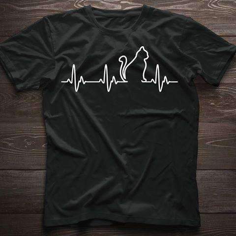 Cat Tee - Cat Heartbeat - CatsForLife
