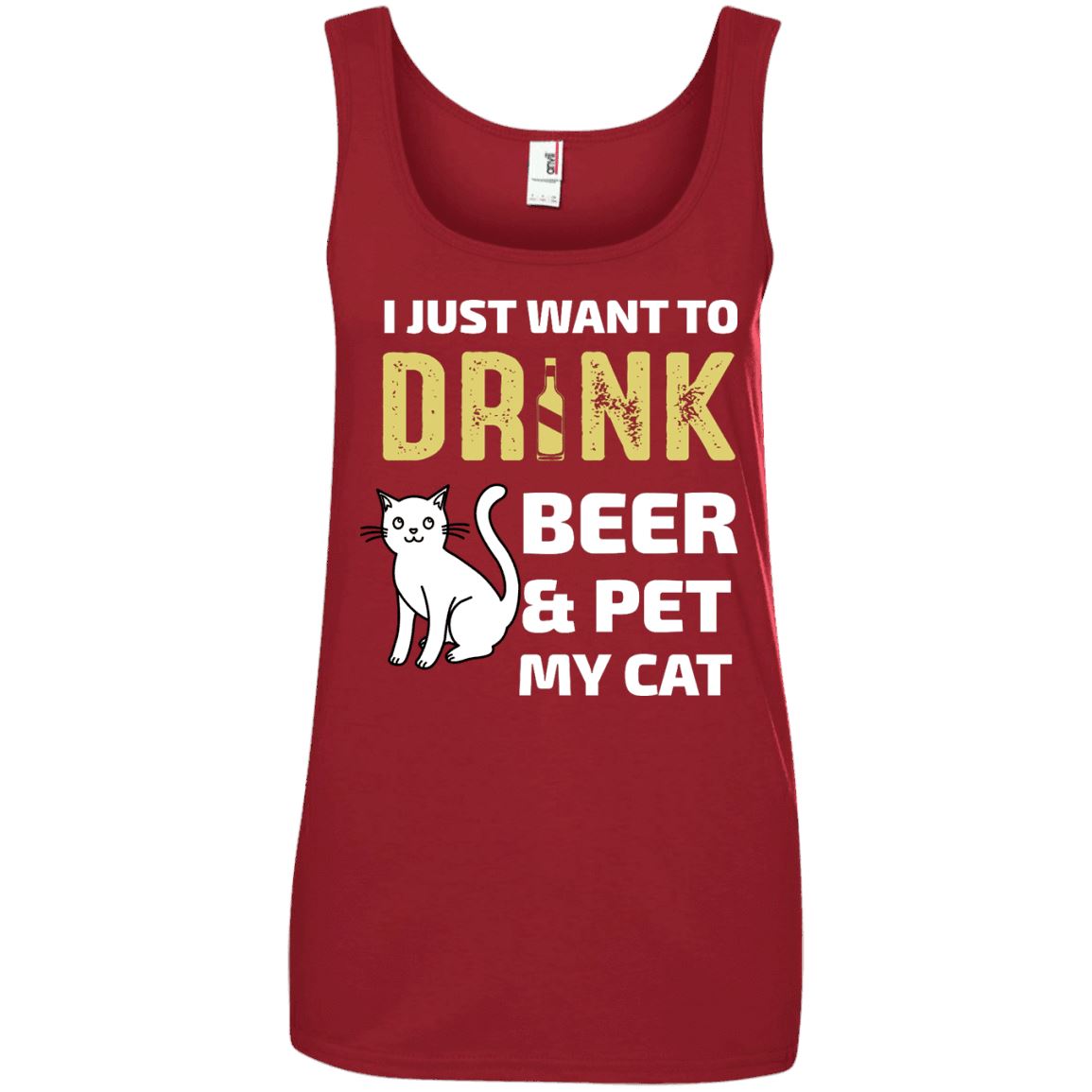 Cat Tee - Drink Beer And Pet My Cat - CatsForLife