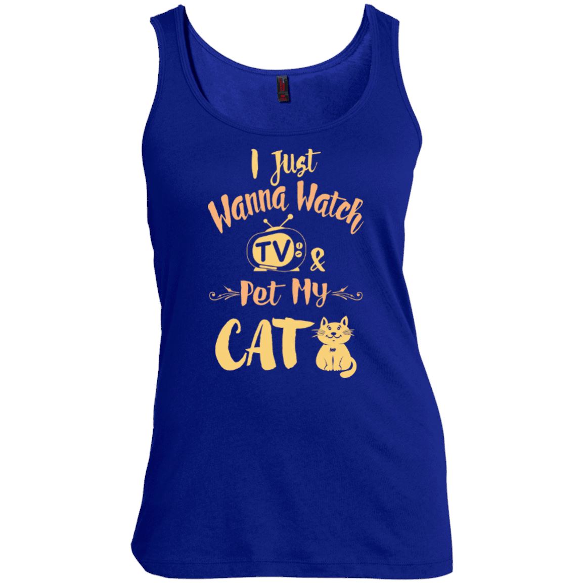 Cat Tee - I Just Wanna Watch TV & Pet My Cat - CatsForLife