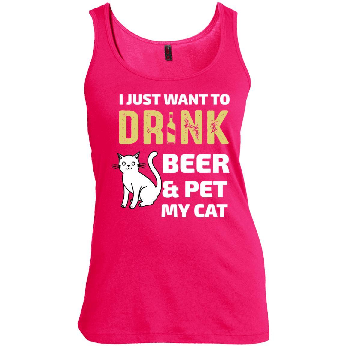 Cat Tee - I Just Want To Drink Beer & Pet My Cat - CatsForLife