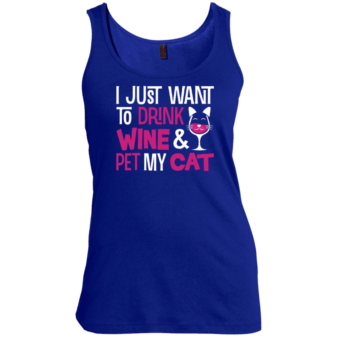 Cat Tee - I Just Want To Drink Wine & Pet My Cat - CatsForLife