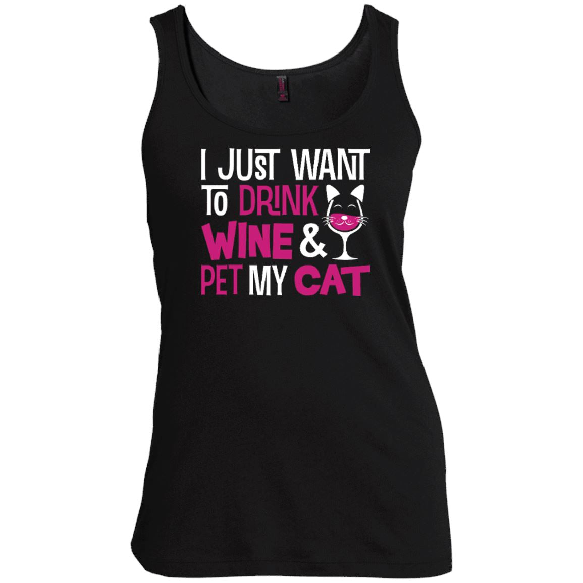 Cat Tee - I Just Want To Drink Wine & Pet My Cat - CatsForLife