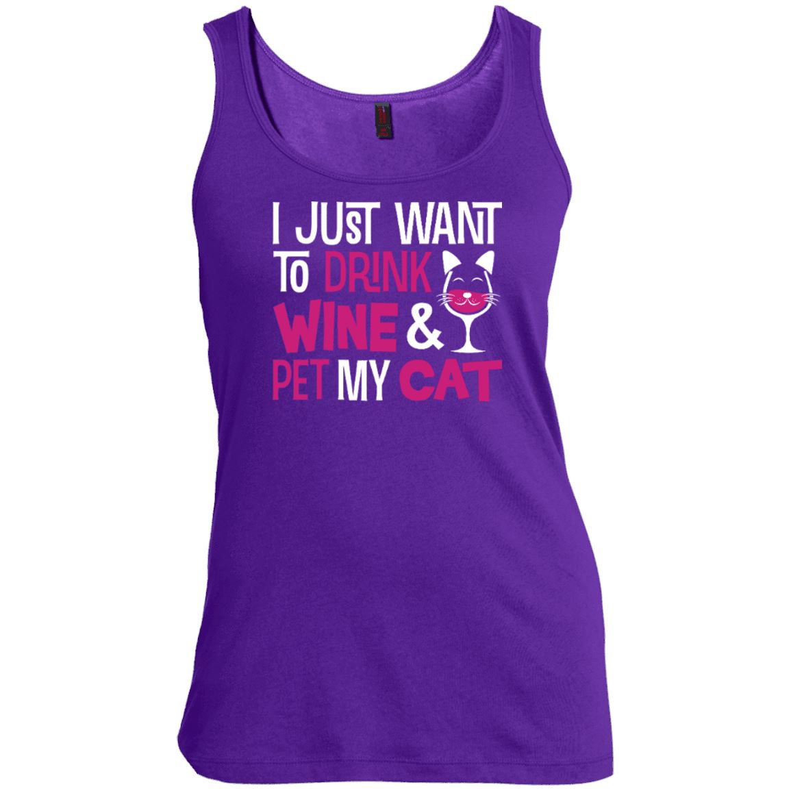Cat Tee - I Just Want To Drink Wine & Pet My Cat - CatsForLife