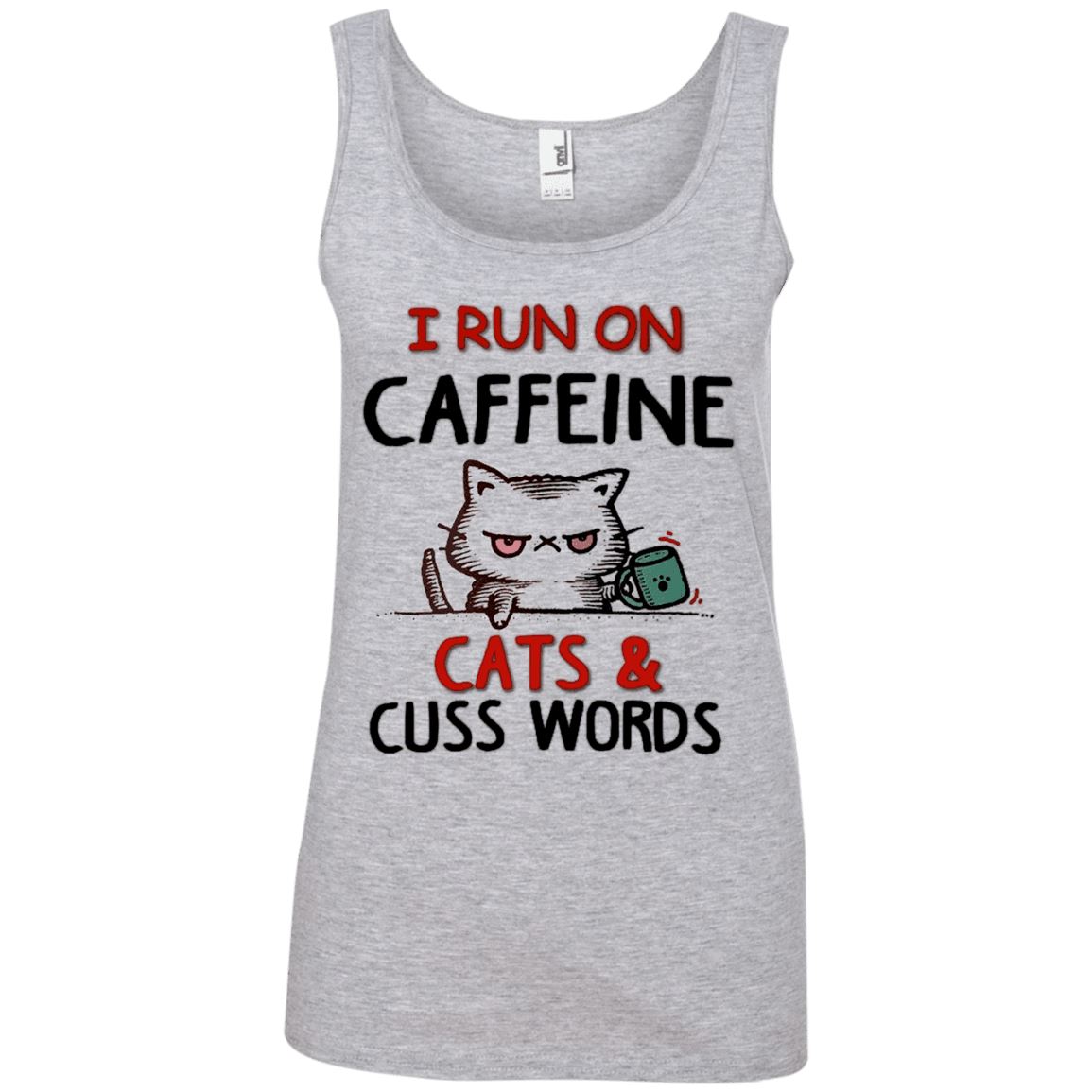 Cat Tee - I Run On Caffeine, Cats & Cuss Words - CatsForLife