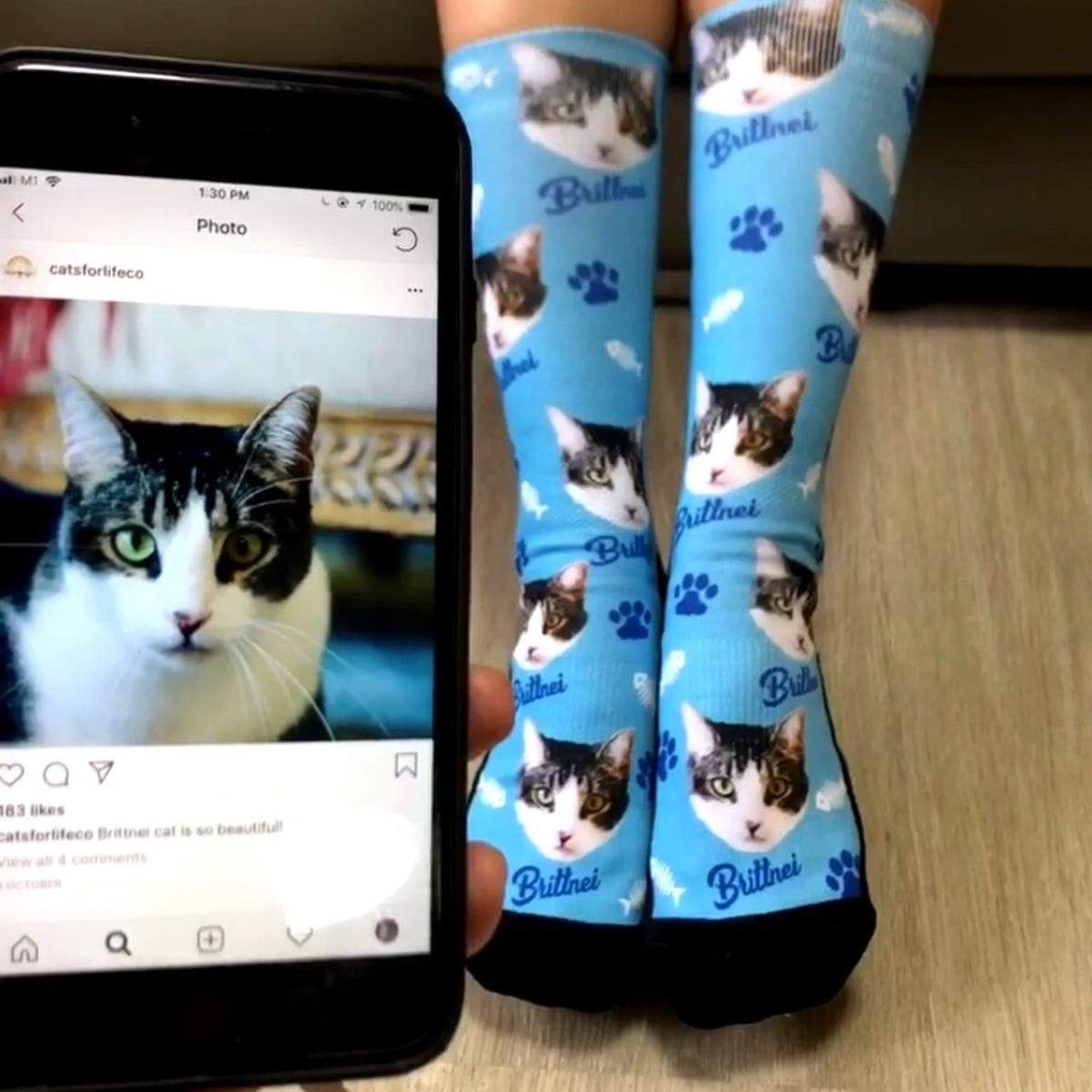 #1 Custom Cat Socks - Put Your Cat On Socks
