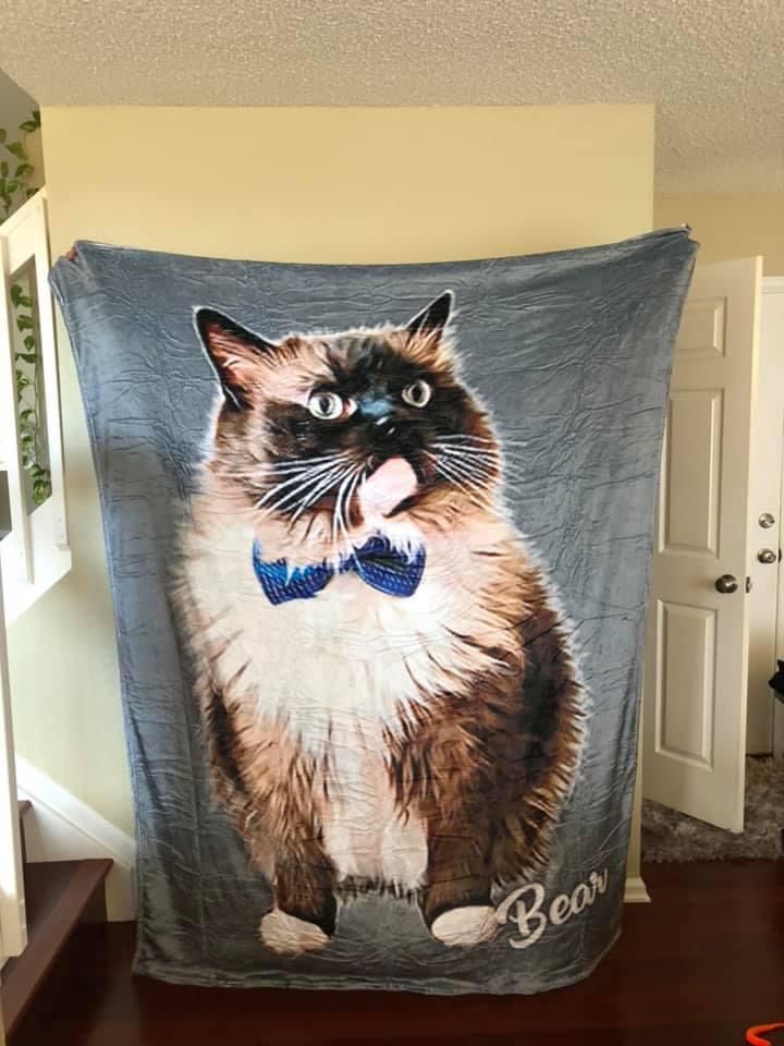 Personalized Cat Fleece Blanket