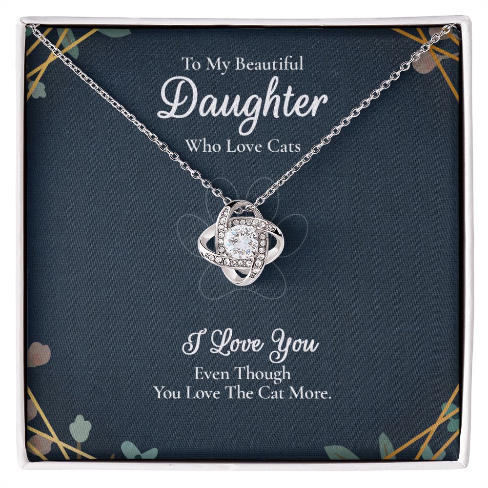 To My Beautiful Daughter - I Love You - Love Knot Necklace