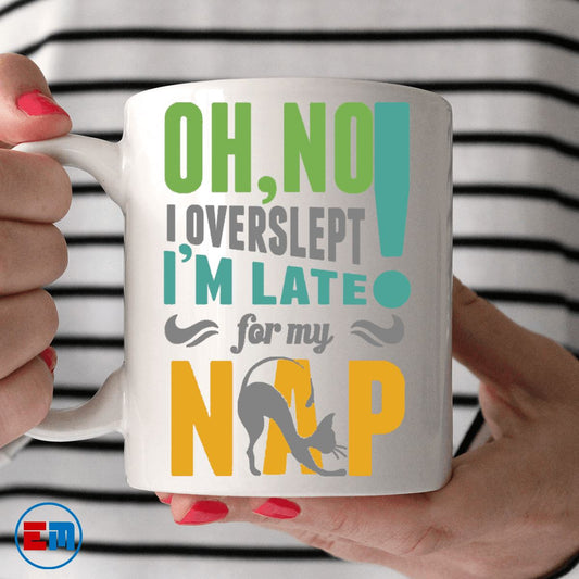 Cat Mug - Oh No I Overslept - CatsForLife