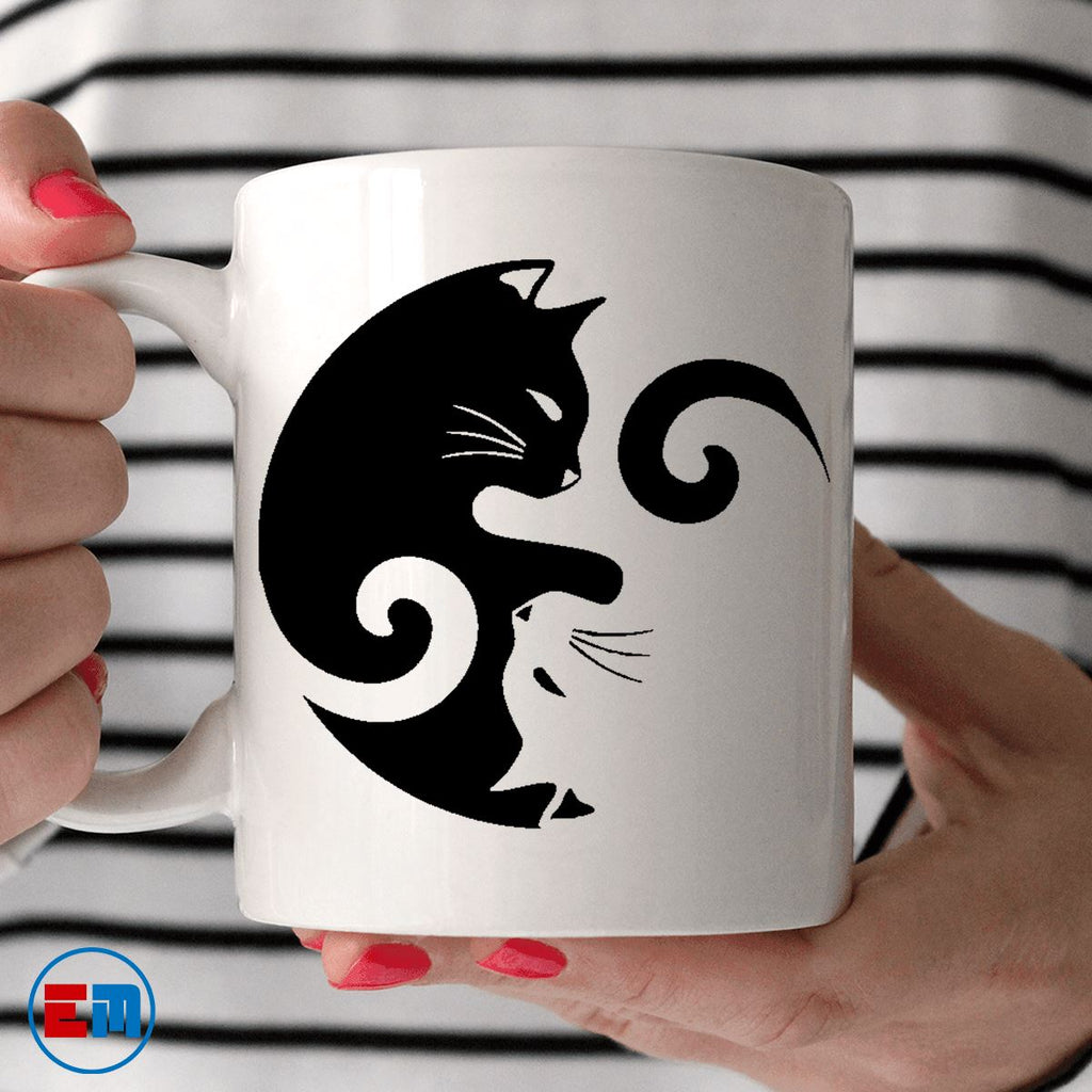 Black White Cat Yin and Yang Water Cup for Women and Daddy Milk