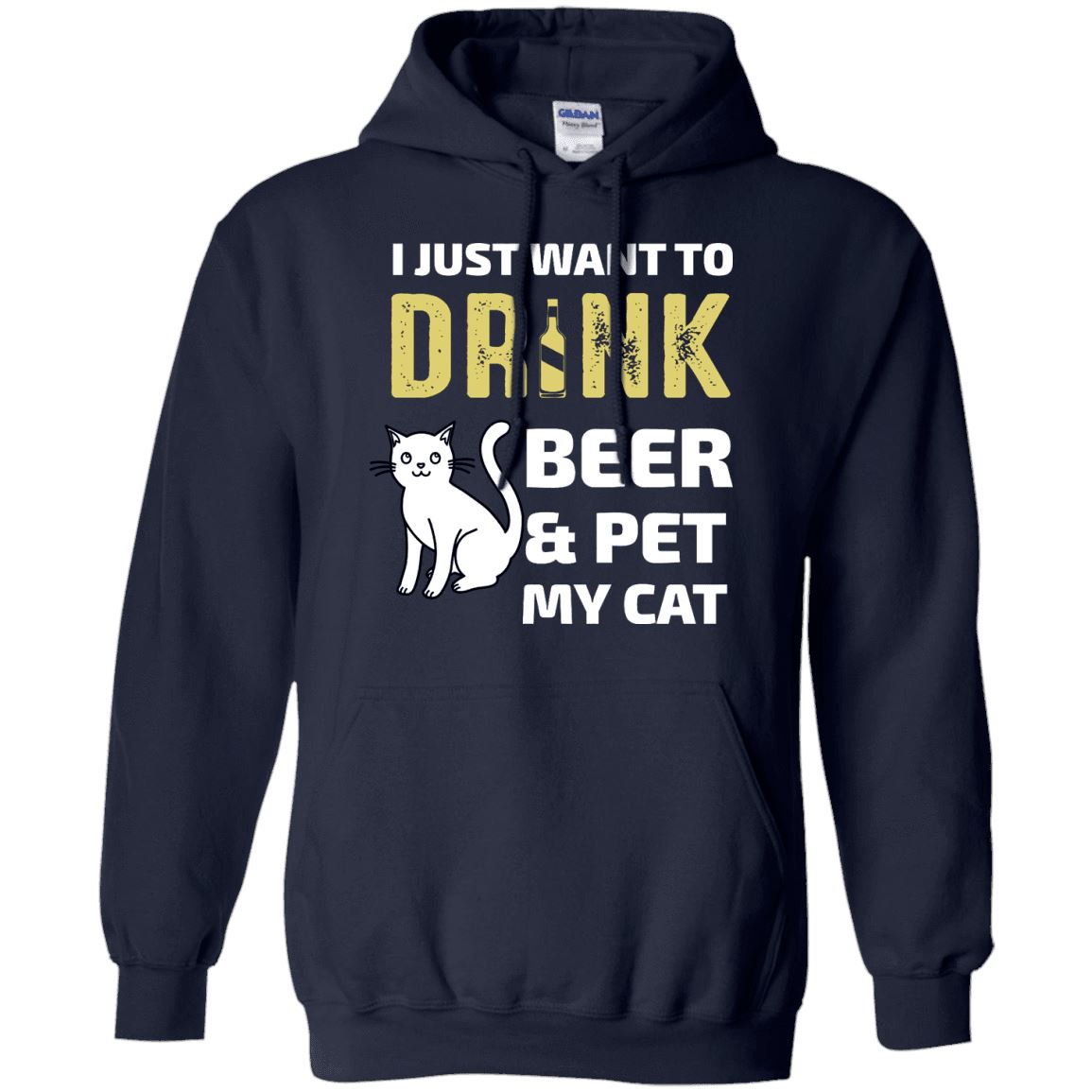 Cat Tee - Drink Beer And Pet My Cat - CatsForLife