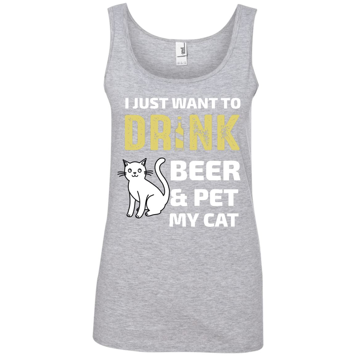 Cat Tee - Drink Beer And Pet My Cat - CatsForLife