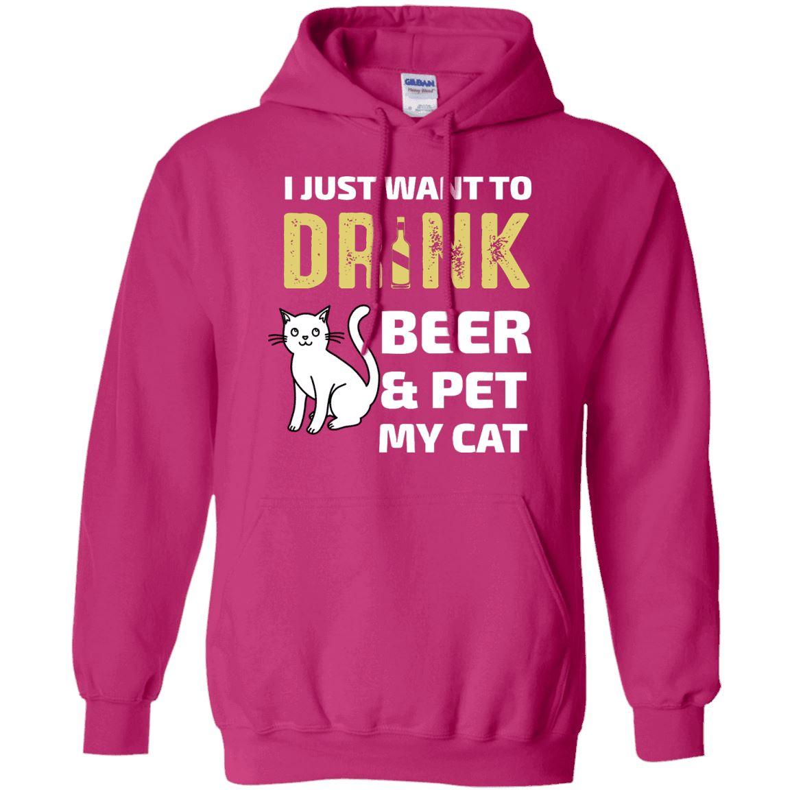 Cat Tee - Drink Beer And Pet My Cat - CatsForLife