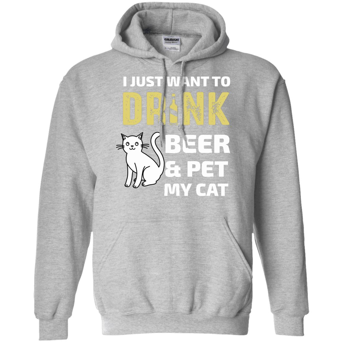 Cat Tee - Drink Beer And Pet My Cat - CatsForLife