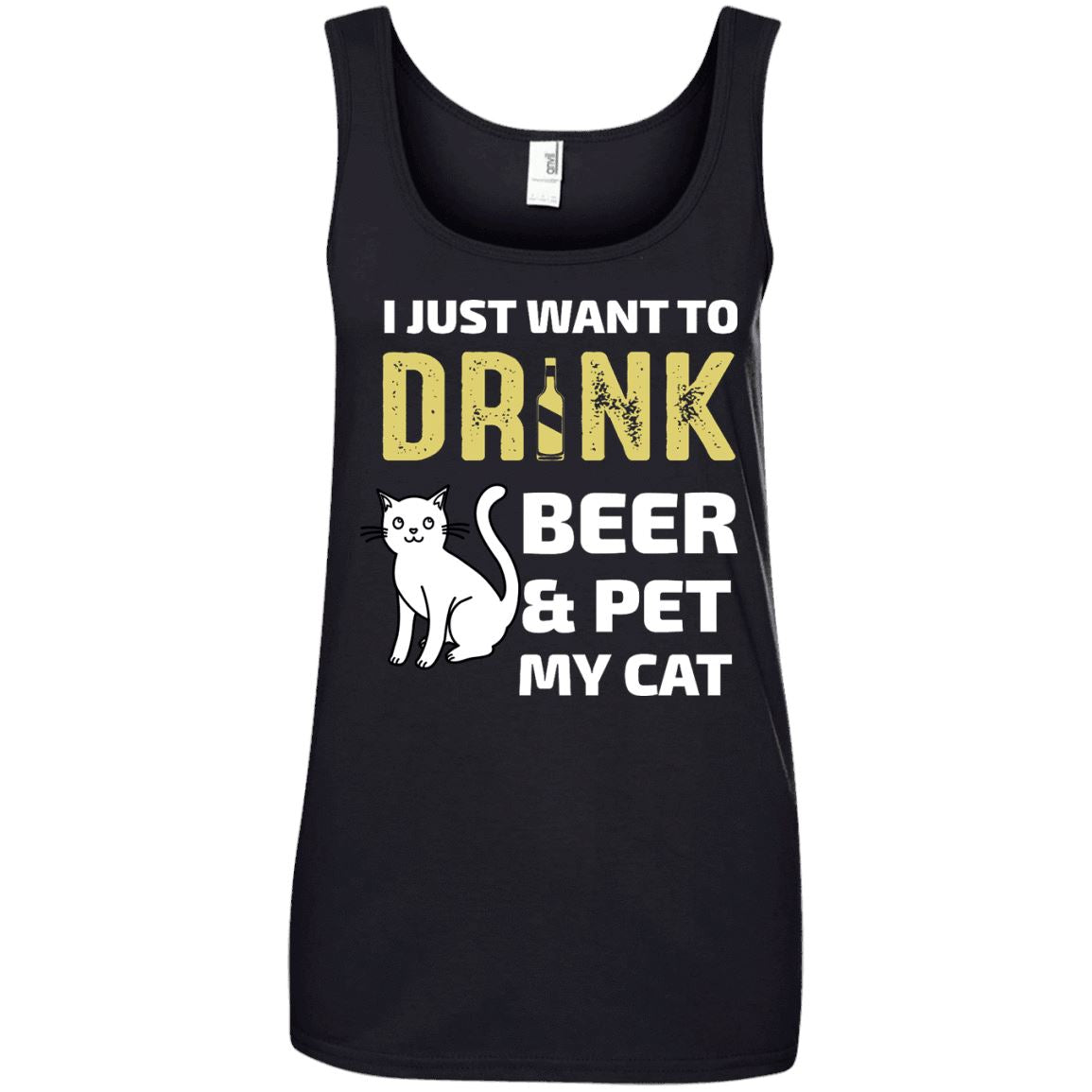 Cat Tee - Drink Beer And Pet My Cat - CatsForLife