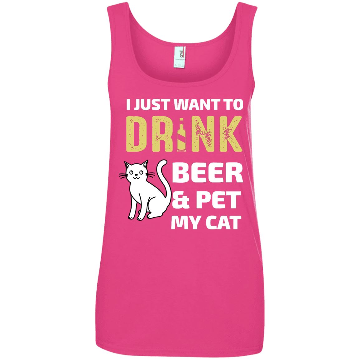 Cat Tee - Drink Beer And Pet My Cat - CatsForLife