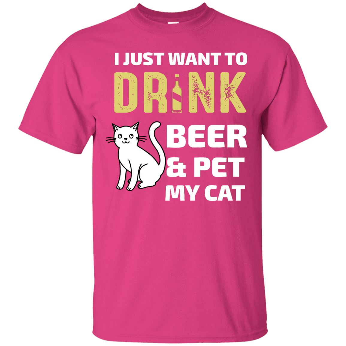 Cat Tee - Drink Beer And Pet My Cat - CatsForLife