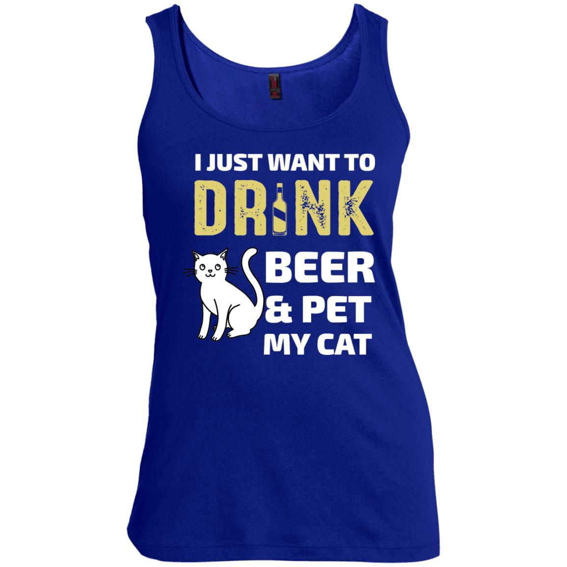 Cat Tee - I Just Want To Drink Beer & Pet My Cat - CatsForLife
